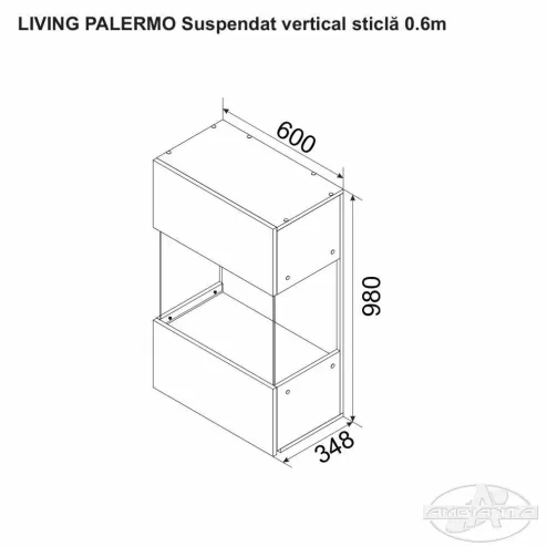 PALERMO Dulap suspendat vertical sticla 0.6m