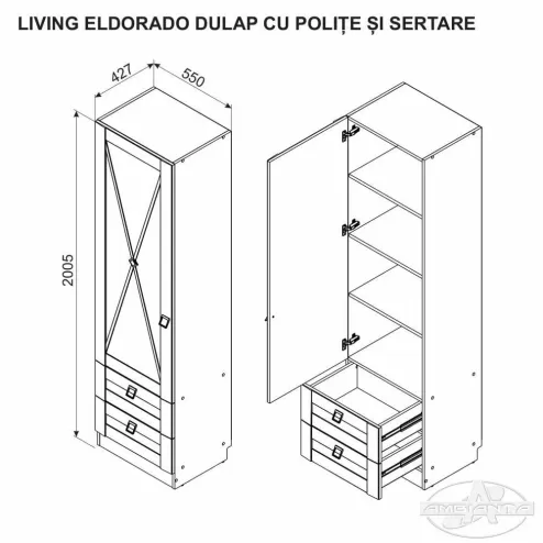 Eldorado Dulap cu polite si sertare 0.55m
