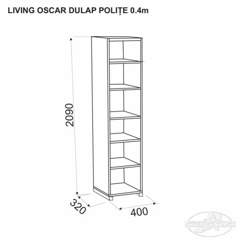 OSCAR Шкаф с полками 0,4 м