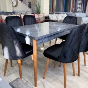 Set Masa extensibilă pal Marmură Albastru 6 scaune
