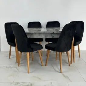 Set Masa extensibilă pal Marmura-Gri 6 scaune