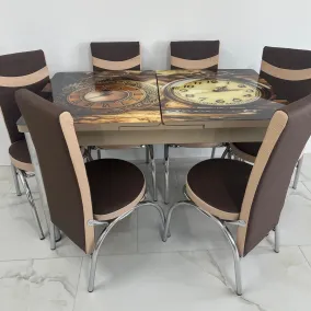 Set masa extensibila Ceas 6 Scaune