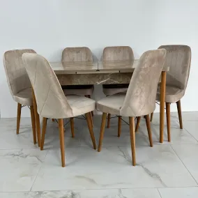 Set Masă extensibilă pal Marmura Deschis 6 scaune