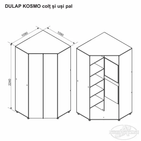 Шкаф KOSMO угол и двери ПЛТ 0.8м