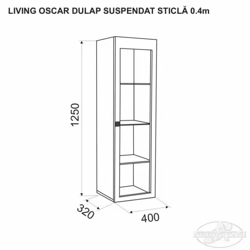 OSCAR навесной шкаф со стеклом 0,4 м