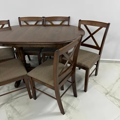 Набор стол Europa маленький ореховый и 6 стульев Ag 69