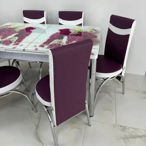 Set masă extensibilă Flori 6 Scaune 