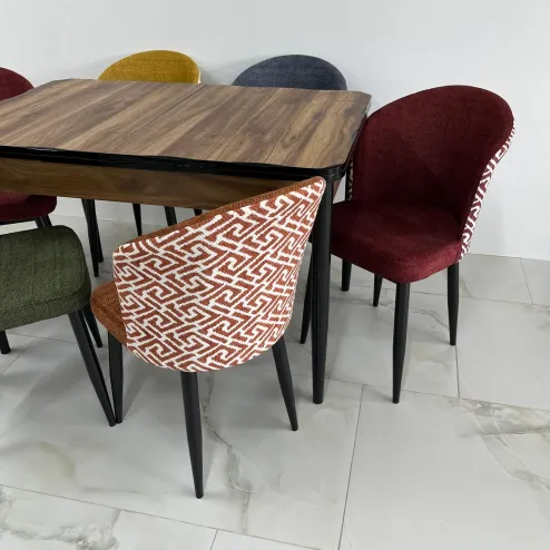 Set masă extensibilă Lemn 6 scaune multicolore