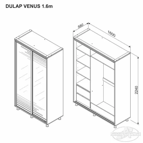 Dulap Venus 1.6m GRAFIT