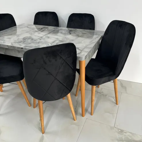 Set Masa extensibilă pal Marmura-Gri 6 scaune