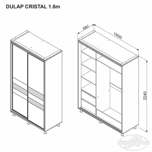 Dulap Cristal 1.6m ALB