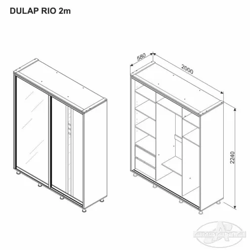 Dulap RIO Grafit 2 m