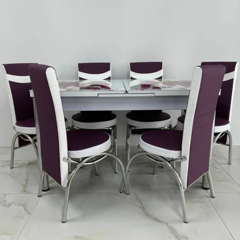Set masă extensibilă Flori 6 Scaune 