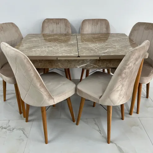 Set Masă extensibilă pal Marmura Deschis 6 scaune